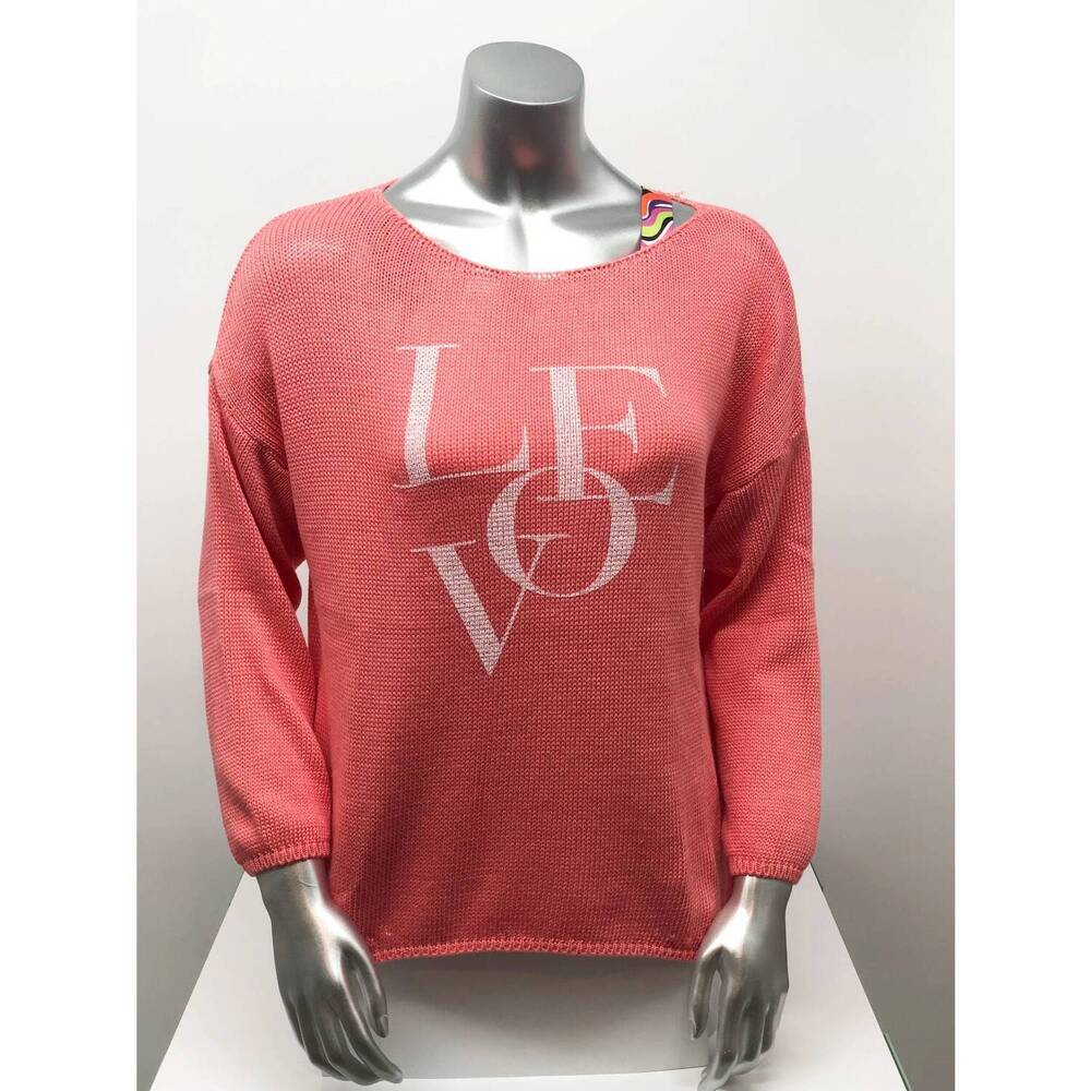 NEW M MADE IN ITALY women's chelsea love summer knit sweater in coral